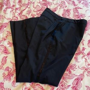 Tommy Hilfiger Black Tailored Tuxedo Stripe Trousers